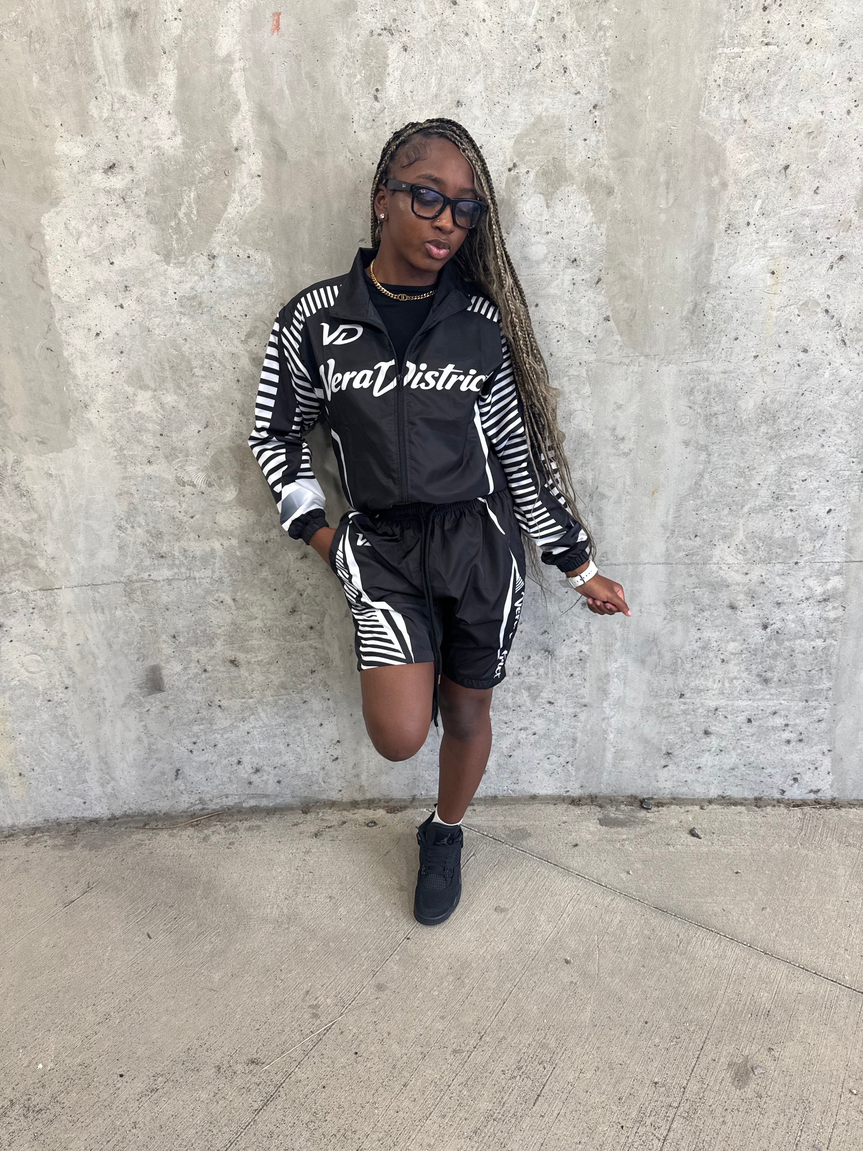 Windbreaker Shorts Set Black