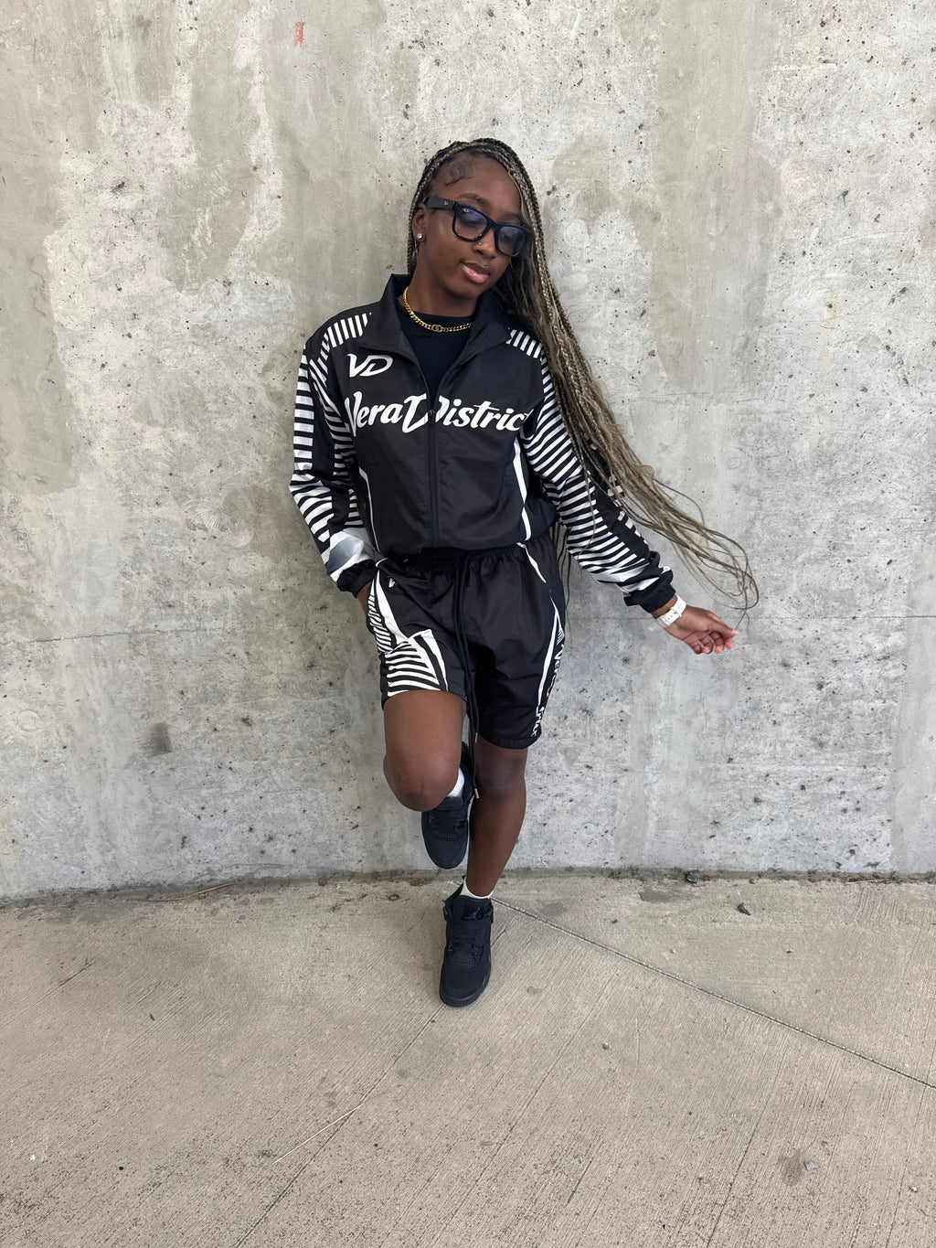 Windbreaker Shorts Set Black