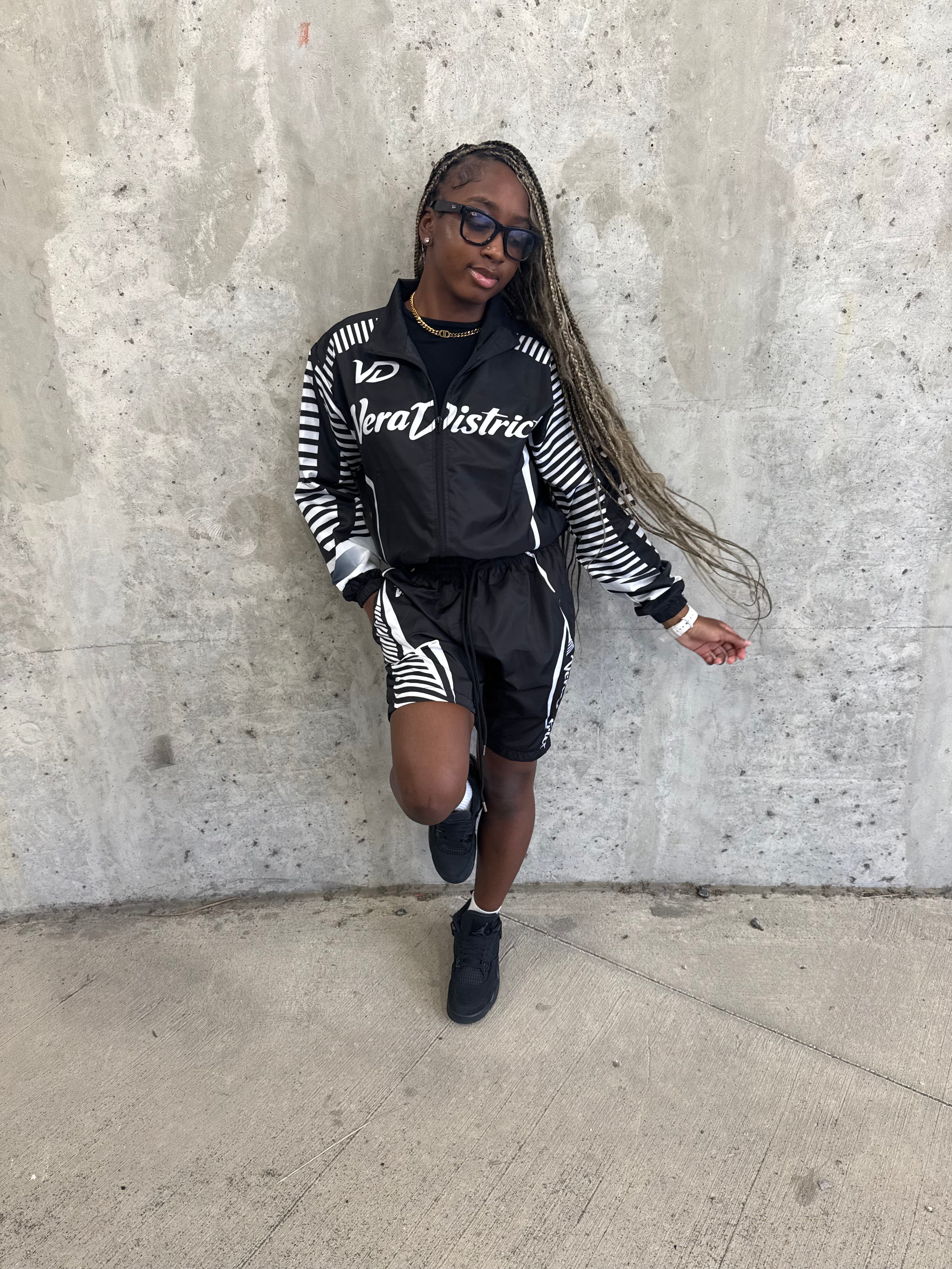Windbreaker Shorts Set Black