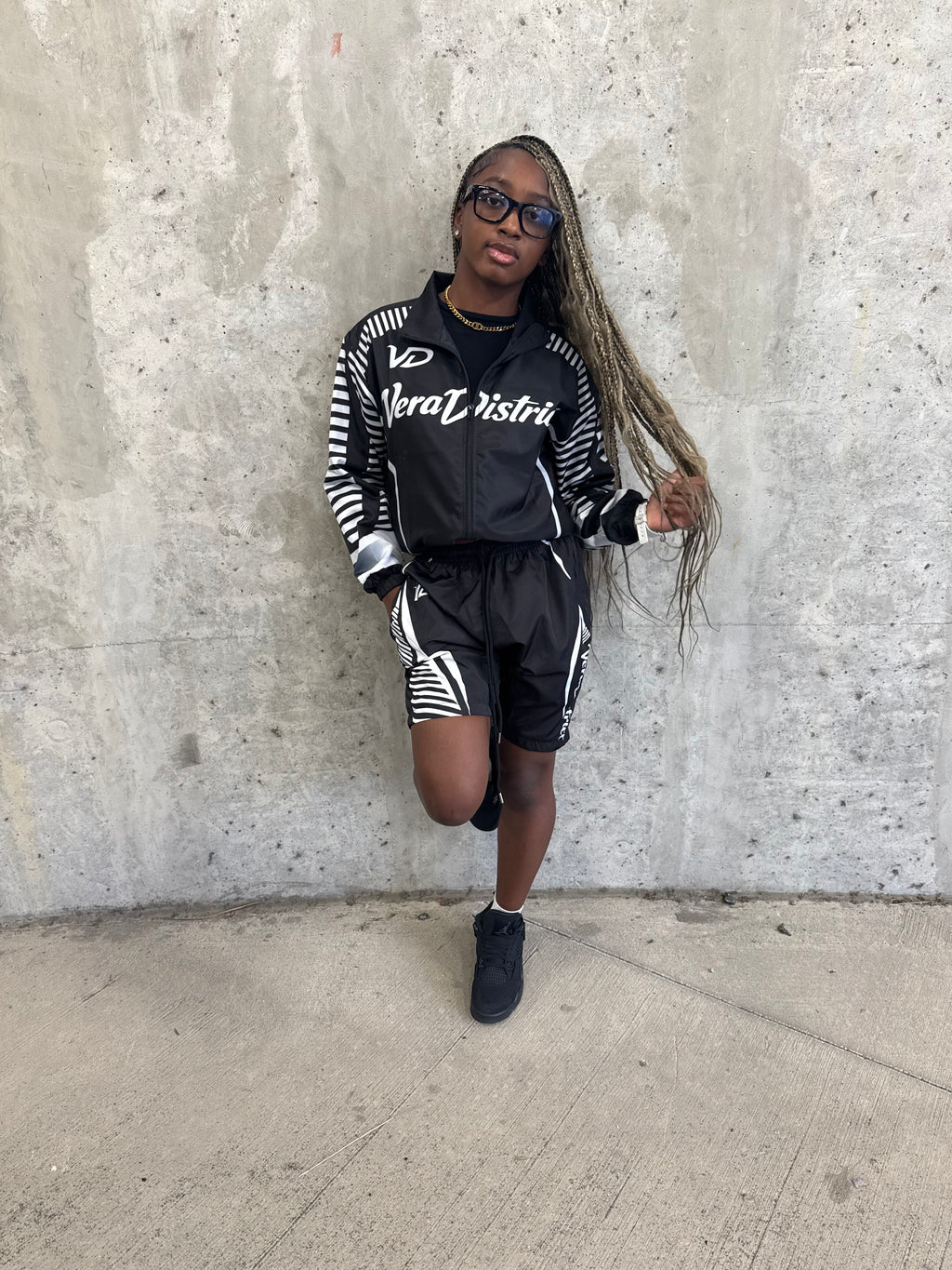 Windbreaker Shorts Set Black