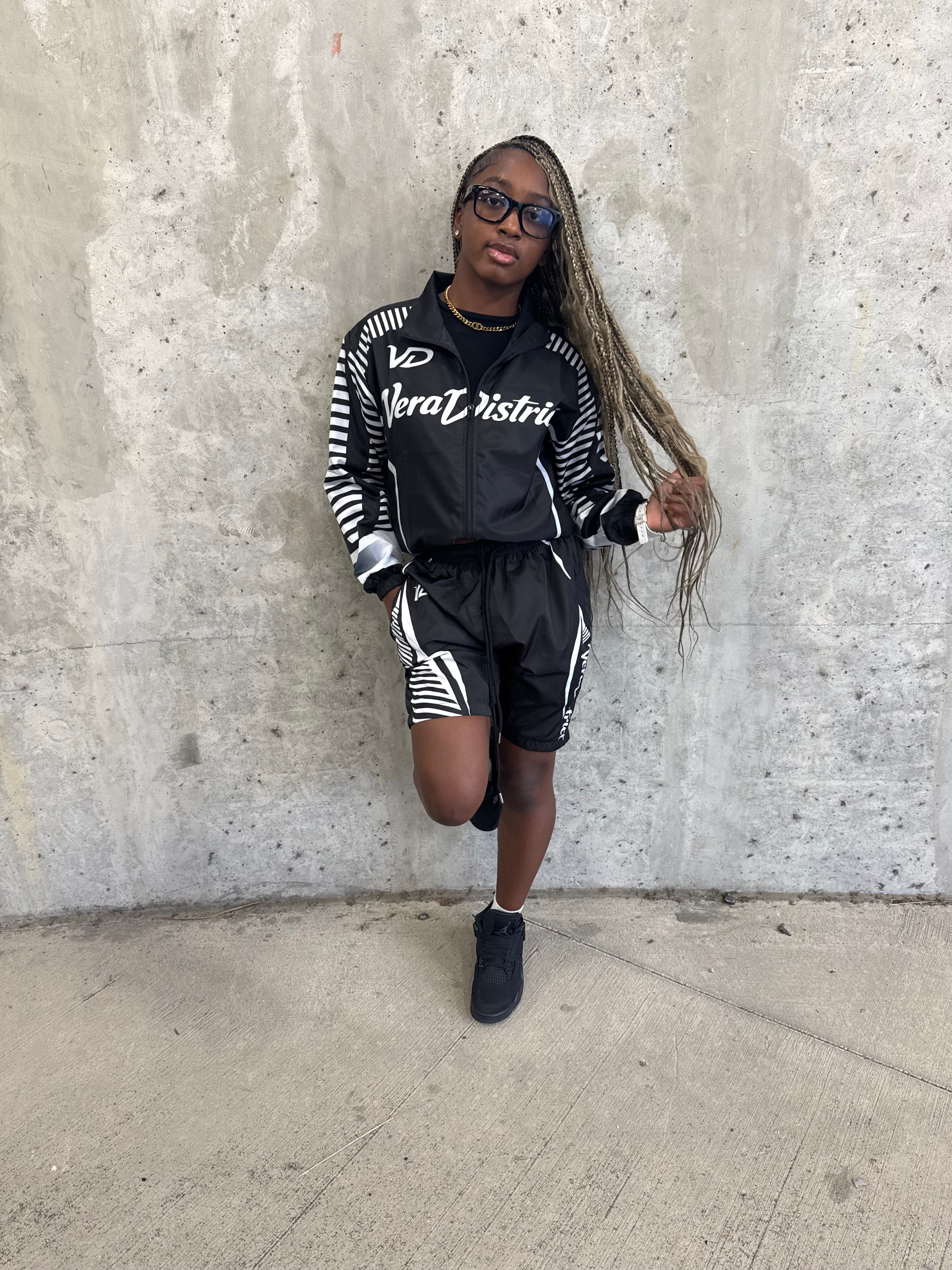 Windbreaker Shorts Set Black
